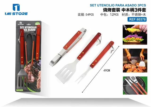 Juego de utensilios para barbacoa, 3 piezas, ref. 60378