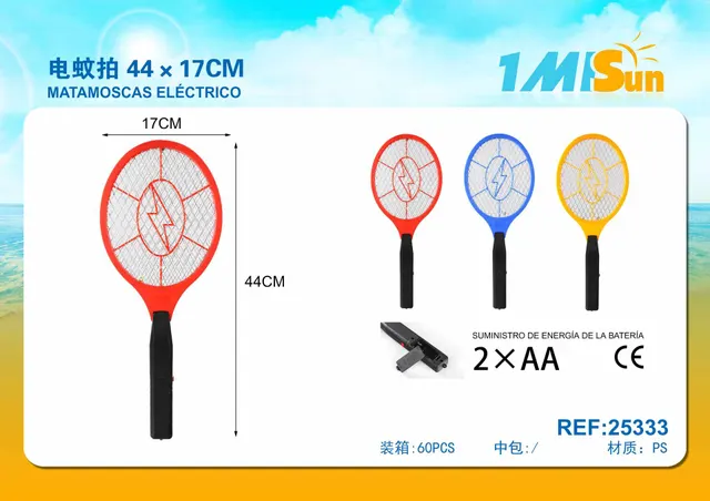 Raqueta eléctrica matainsectos, 44 × 17 cm