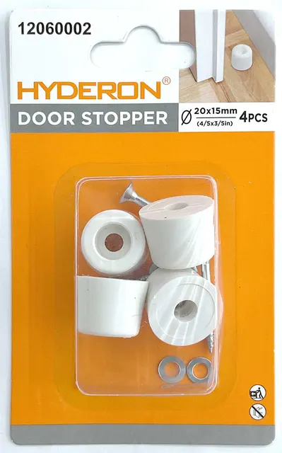 Topes para puertas, 20 × 15 mm, 4 piezas, color blanco
