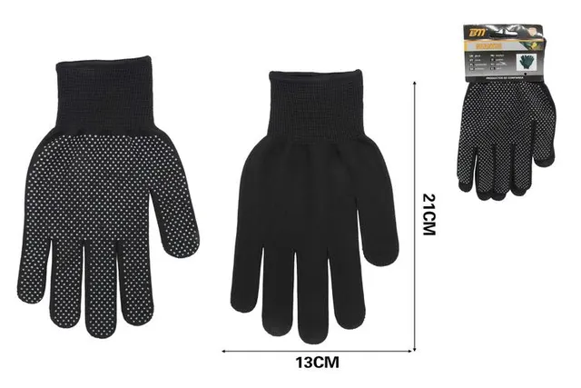 Guantes de trabajo, 21 × 13 cm, color negro