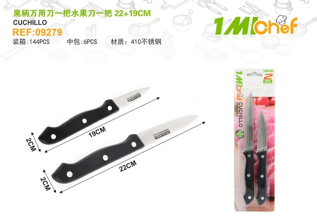 Cuchillo para fruta, 19 cm, color negro