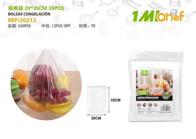 Bolsas para conservar alimentos, 20 × 35 cm, 30 piezas