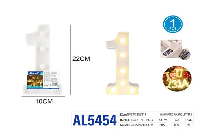 numeros de plastico, 22 cm, modelo AL5454