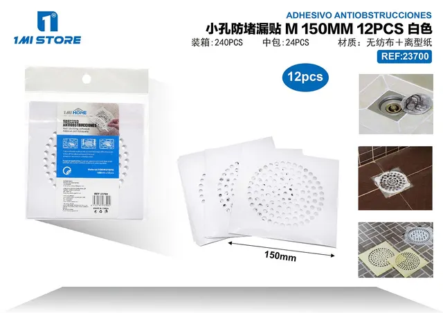 Adhesivos para desagüe de piso, 12 piezas, color blanco, modelo 23700