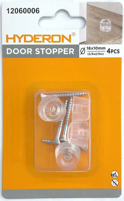 Topes para puertas, 16 × 10 mm, 4 piezas, color transparente