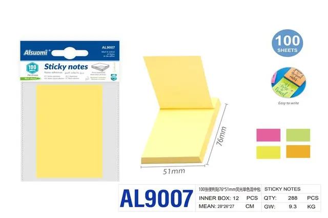 Notas adhesivas, 76 × 51 mm