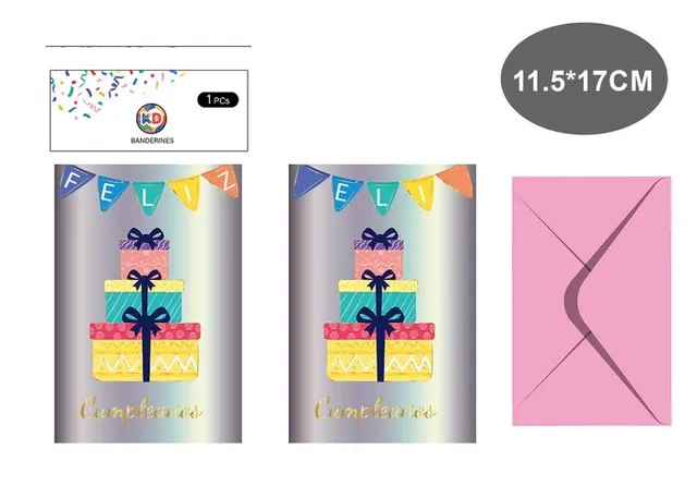 Tarjeta de felicitación, 11,5 × 17 cm, modelo KD-ST-103