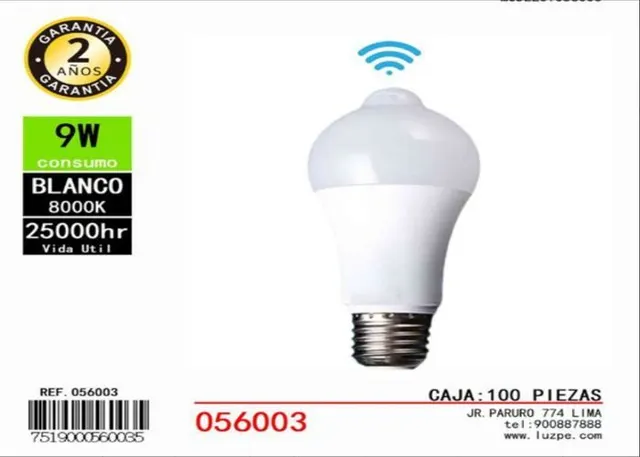 Luz del sensor de movimiento, 9 W, color rojo