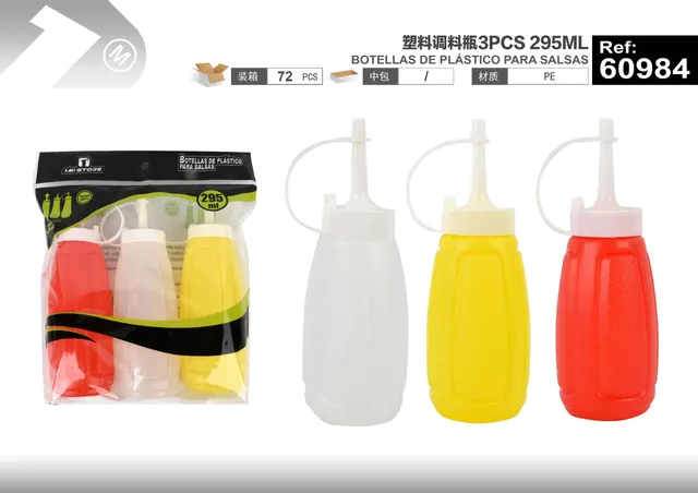 Botella para condimentos, 295 ml, 3 piezas