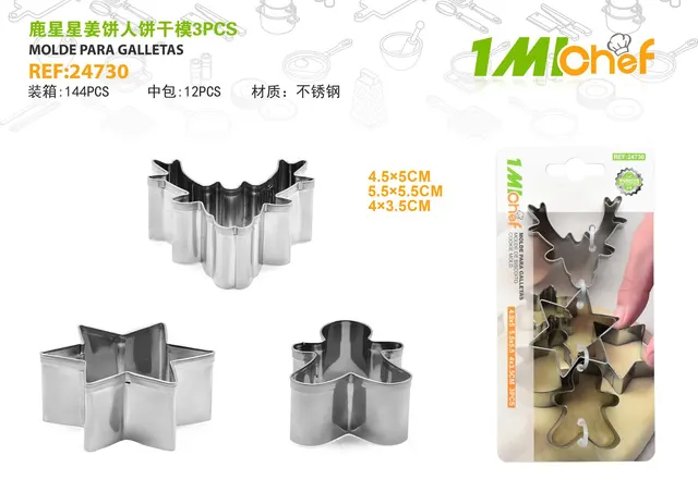 Moldes de acero inoxidable, 3 piezas, ref. 24730