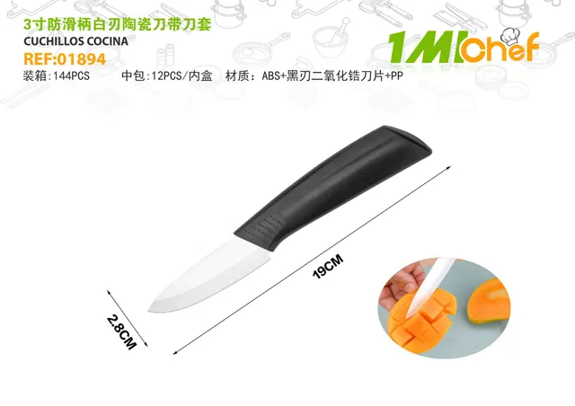 Cuchillo, 3 pulgadas, color blanco