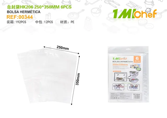 Bolsas para conservar alimentos, modelo HK206250, 6 piezas
