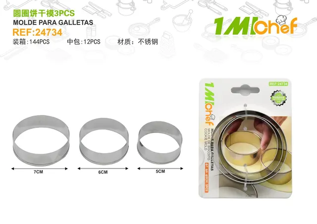 Moldes de acero inoxidable, 3 piezas, ref. 24734