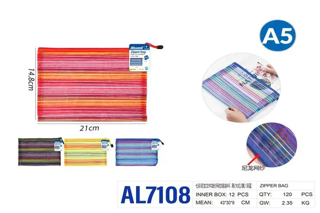 Bolsa para documentos, modelo A5, colores amarillo, rojo, azul y negro