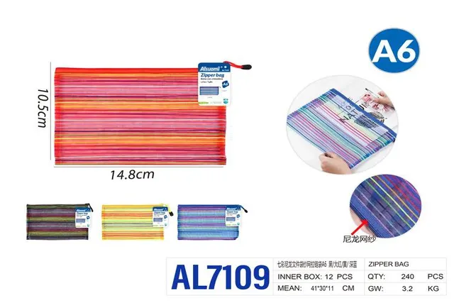 Bolsa para documentos, modelo A6, colores amarillo, rojo, azul y negro