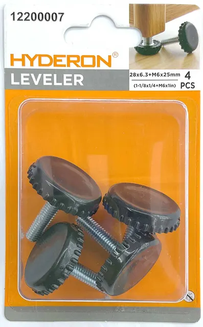 Pata ajustable, 28 × 6,3 mm, 4 piezas, modelo 12200007