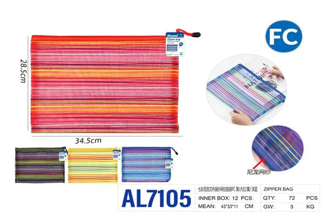 Bolsa para documentos, colores amarillo, rojo, azul y negro