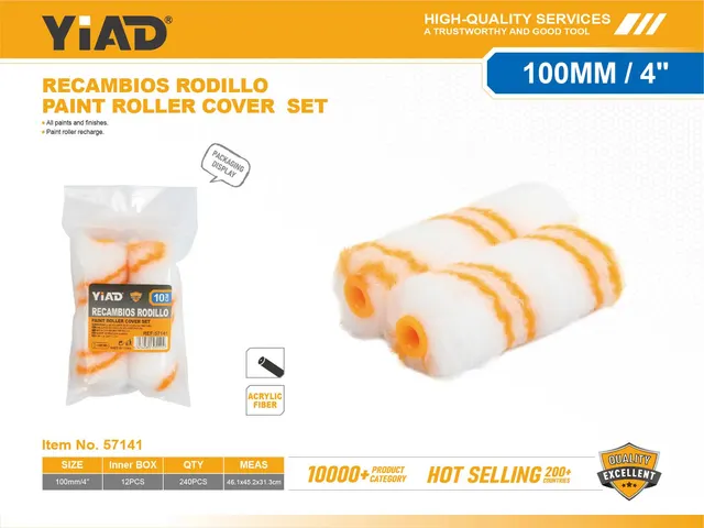 Rodillos para pintura, 4 pulgadas, 100 mm, 2 piezas, ref. 57141