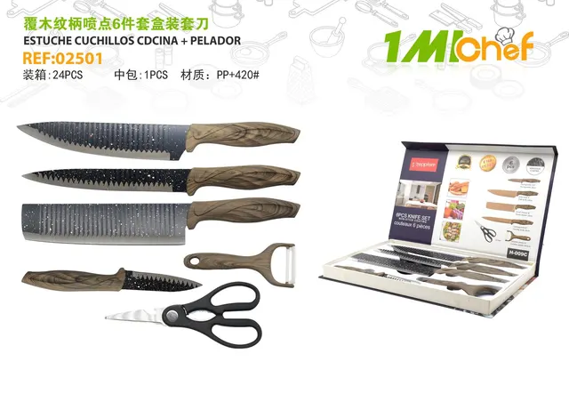 Juego de cuchillo y tenedor, 6 piezas, ref. 02501
