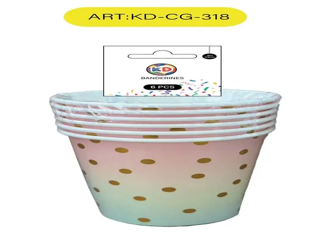 vasos de papel, 7 × 8,5 cm, 6 piezas, modelo KD-CG-318