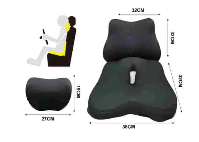 Almohada para el cuello y soporte lumbar para el coche., color negro, modelo 500758