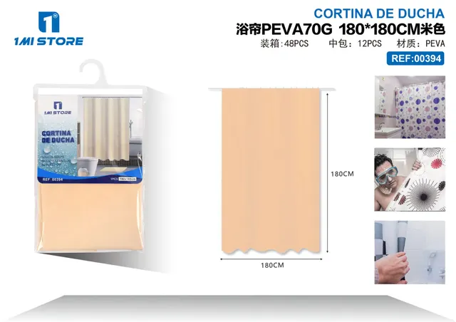 Cortina de ducha, modelo PEVA70G180, color beige