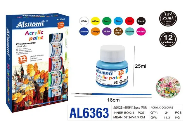 Pigmento, 25 ml, 12 piezas, modelo AL6363