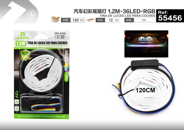 tira de luz del coche, modelo 2M-36LED-RGB, 1,2 m