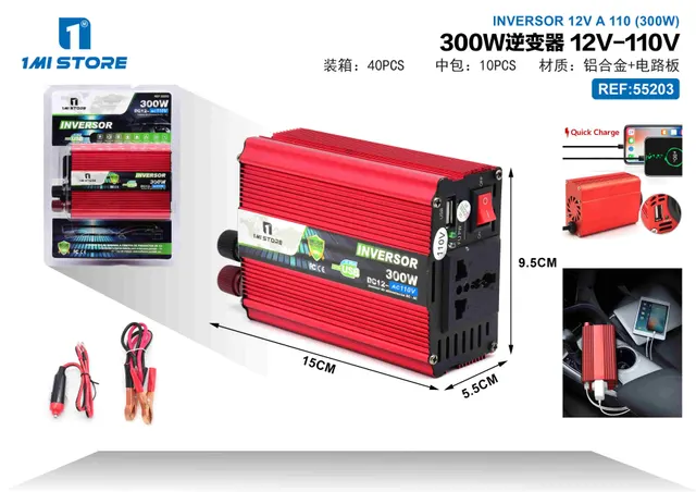 inversor, 300 W, 12 V, 110 V