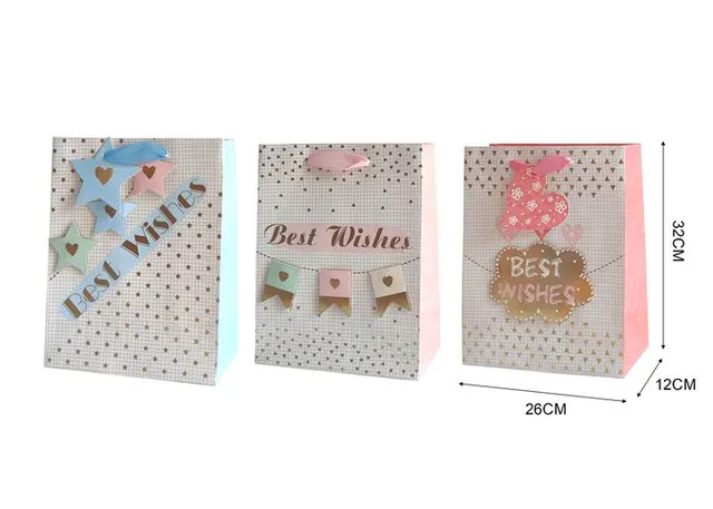 Bolsas de regalo, 26 × 32 × 12 cm, color blanco, modelo 131610