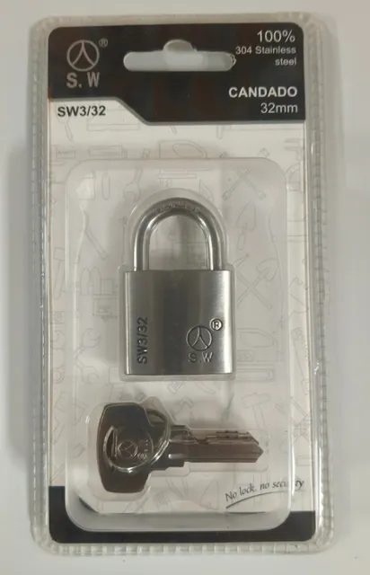 Cerradura de acero inoxidable, 32 mm, ref. SW3-32