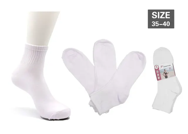 Calcetines deportivos, 3 piezas, color blanco, modelo A7007-2