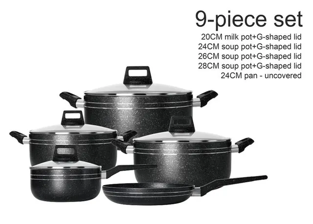 Juego de cocina, 2,2 mm, 9 piezas, color negro