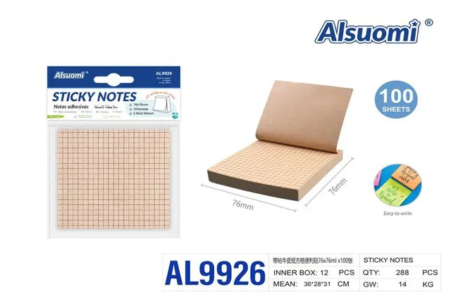 Notas adhesivas, 76 × 76 mm, modelo AL9926