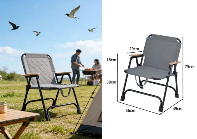 Silla plegable, color gris
