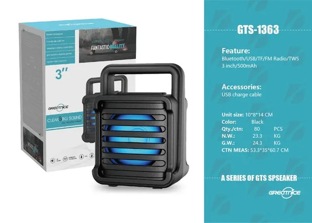 altavoz portátil, modelo GTS-1363