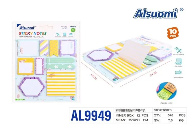 Notas adhesivas, 10 piezas, modelo AL9949
