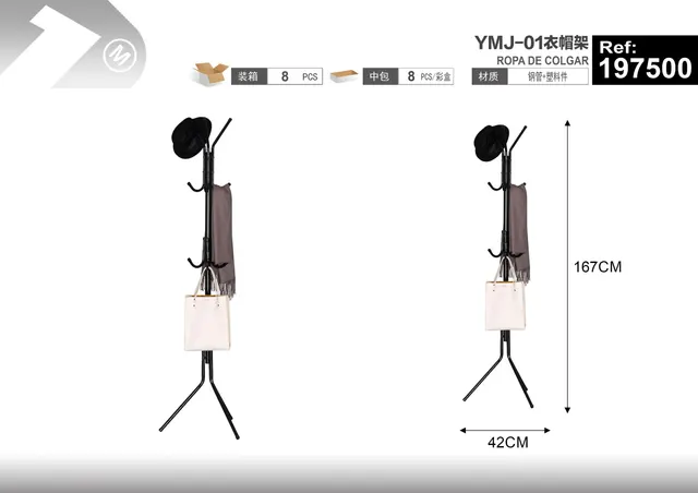 Perchero para ropa y sombreros, modelo YMJ-01