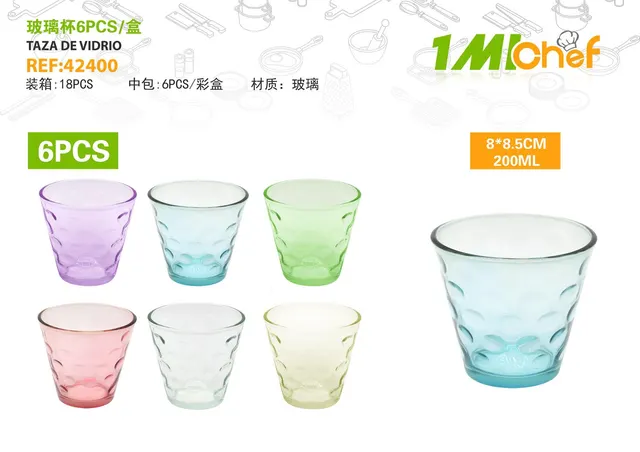 Vaso de vidrio, 6 piezas, ref. 42400