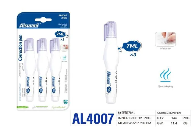 bolígrafo corrector, 7 ml, 3 piezas
