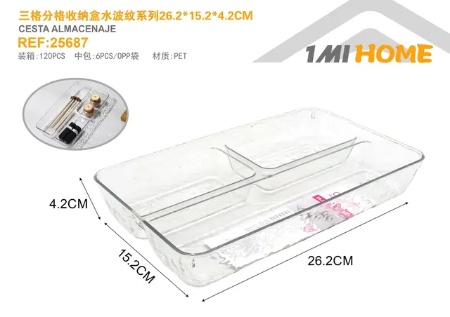 Caja de almacenamiento de PET, 26,2 × 15,2 × 4,2 cm
