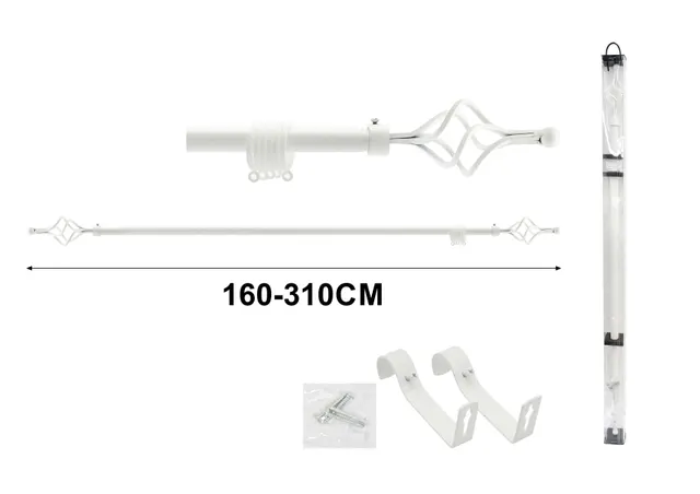 Barras para cortinas, 310 cm, color blanco, modelo A75328