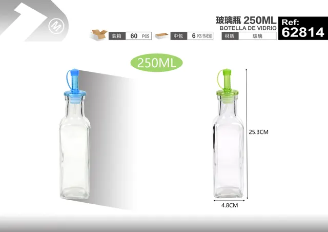 Dispensador de aceite, 250 ml, color transparente