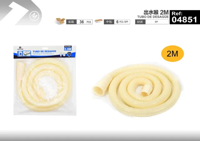 Tubo de desagüe, 2 m, 1 pieza, modelo 04851