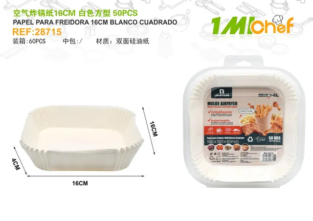 Papel para freidora de aire, 16 cm, color blanco, ref. 28715