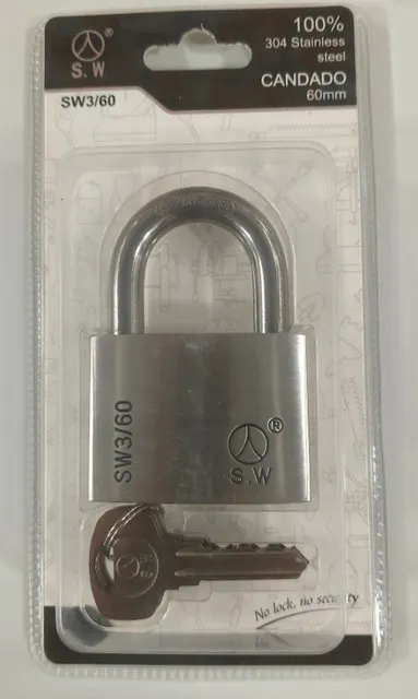Cerradura de acero inoxidable, 60 mm, ref. SW3-60