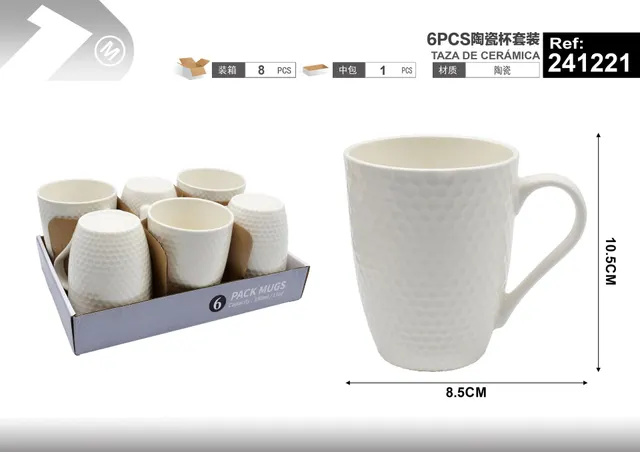 Taza de cerámica, 6 piezas, ref. 241221