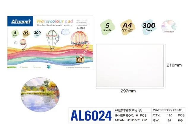 Libro de acuarela, modelo A4, 300 g, modelo AL6024