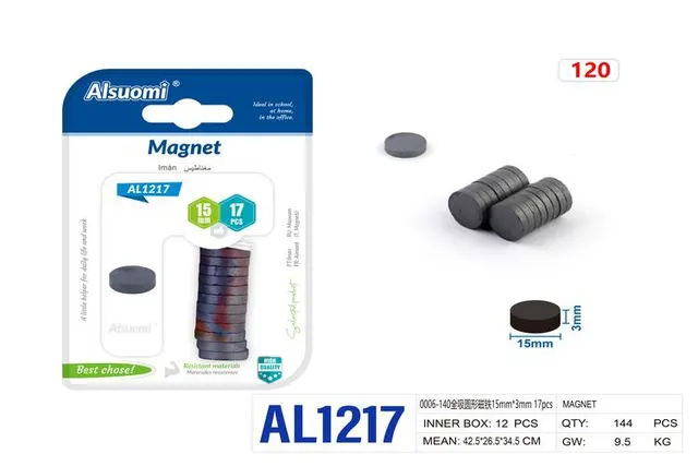 Imán, 15 mm, 3 mm, 17 piezas