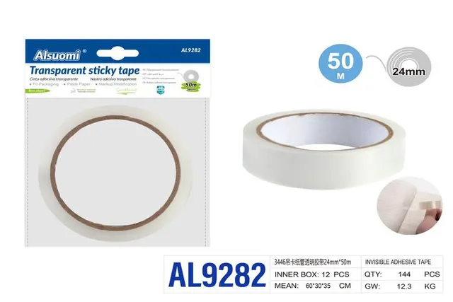 Cinta adhesiva, 24 mm, 50 m, color transparente